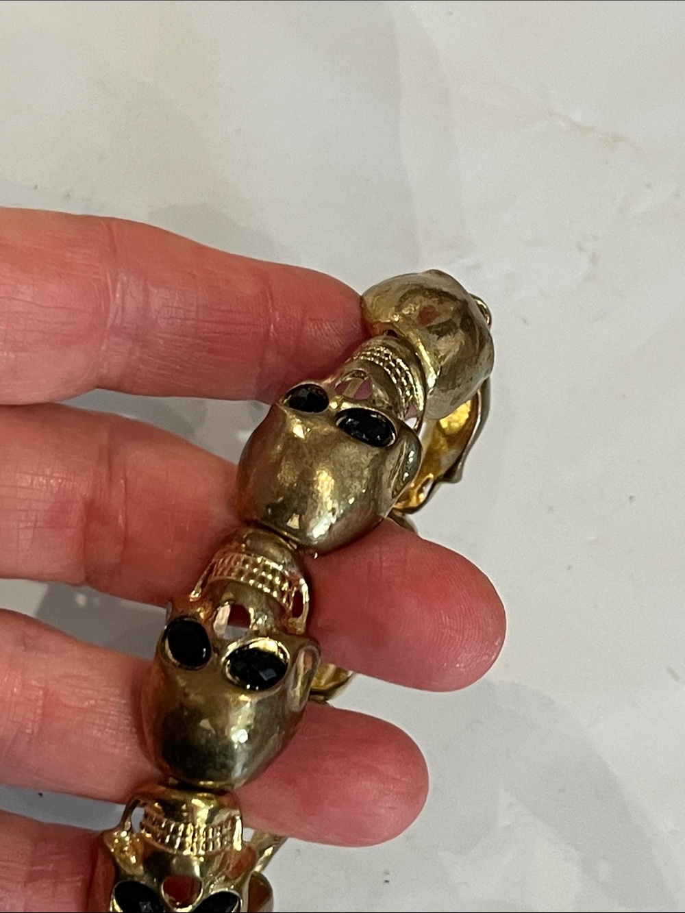 STACKED SKULL GOLDTONE BRACELET